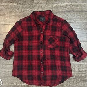 Rails Red and Black Plaid Women's Button Down Shirt
